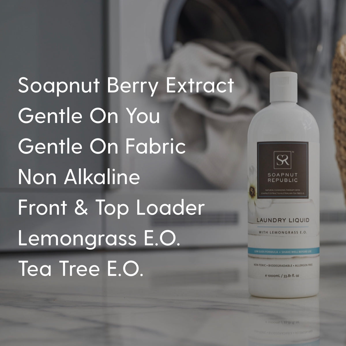 Laundry Liquid with Lemongrass E.O. (1L) - Soapnut Republic